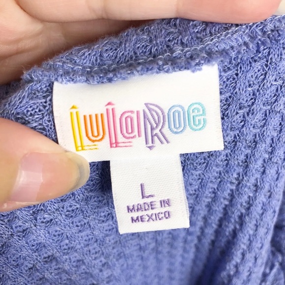 Lularoe Cici Dress Off The Shoulder Periwinkle Blue Waffle Knit Sz. L - Picture 9 of 10